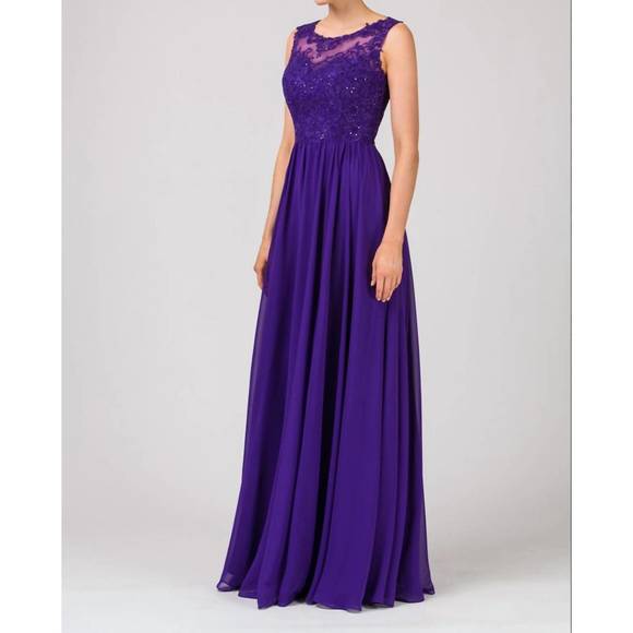 NEW EUREKA lauren lace chiffon prom dress in purple